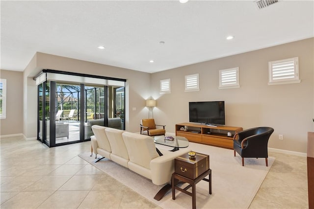 view of tiled living room