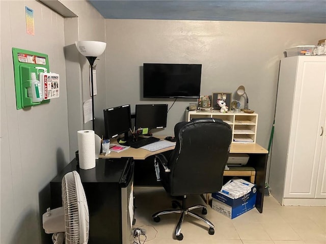 home office featuring light tile patterned floors