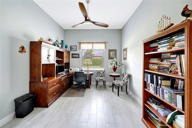 8280 Halbert Ln, Vero Beach, FL 32968 - office with a ceiling fan, light wood-style flooring, and baseboards