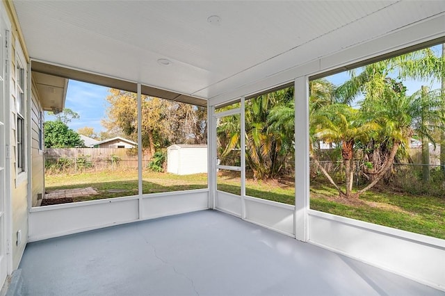 view of unfurnished sunroom