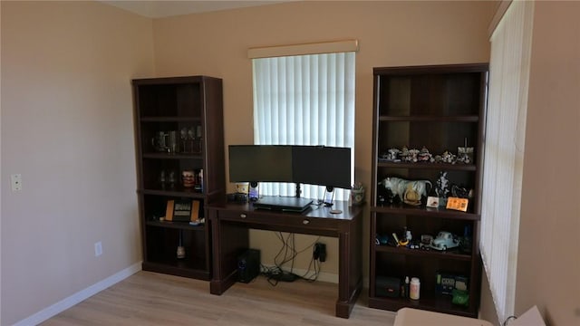 office area featuring light hardwood / wood-style flooring