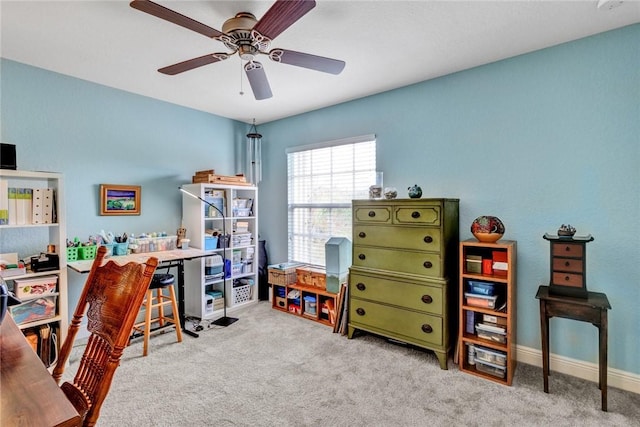 2019 Grey Falcon Cir SW, Vero Beach, FL 32962 - carpeted office featuring a ceiling fan and baseboards