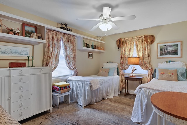 bedroom featuring ceiling fan