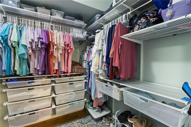 spacious closet featuring wood finished floors