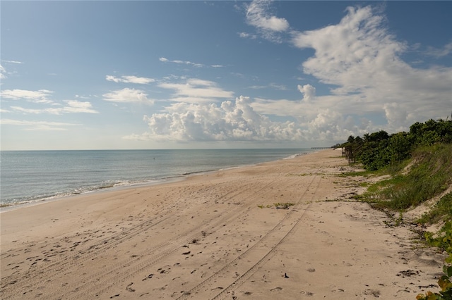 view of water feature featuring a beach view