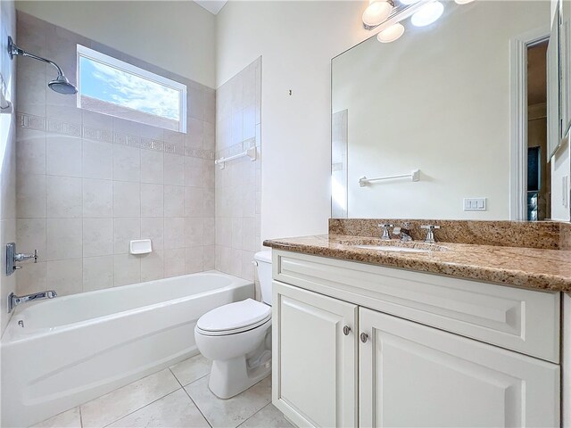 1237 River Reach Dr, Vero Beach, FL 32967 - full bathroom with toilet, shower / washtub combination, vanity, and tile patterned flooring