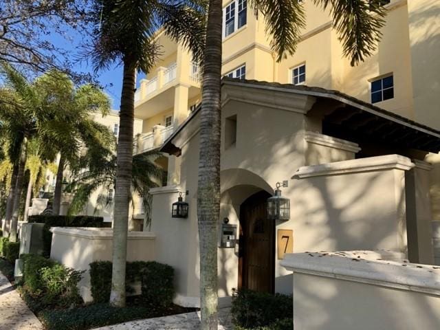 exterior space featuring stucco siding