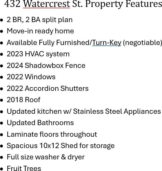 432 Watercrest St, Sebastian, FL 32958 - view of a table of properties