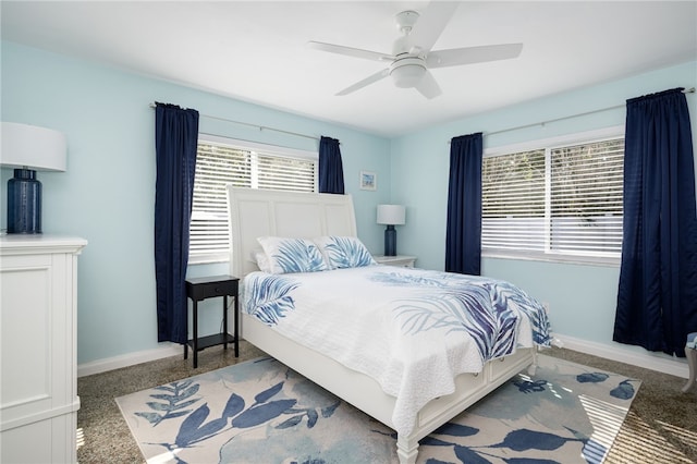 bedroom with carpet floors and ceiling fan