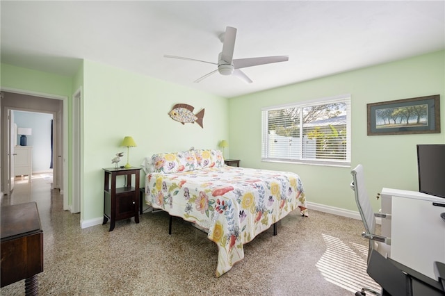 bedroom featuring ceiling fan