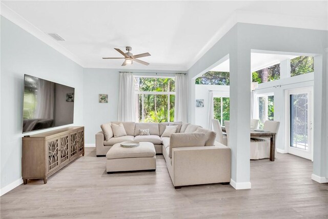 1255 Winding Oaks Cir E Unit 604, Vero Beach, FL 32963 - living room featuring ceiling fan and wood finished floors