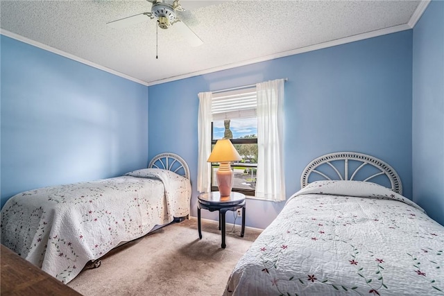 5 Plantation Dr Unit 206, Vero Beach, FL 32966 - bedroom with crown molding, carpet floors, a textured ceiling, and ceiling fan