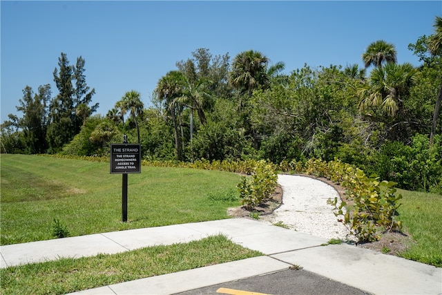 view of property's community featuring a lawn