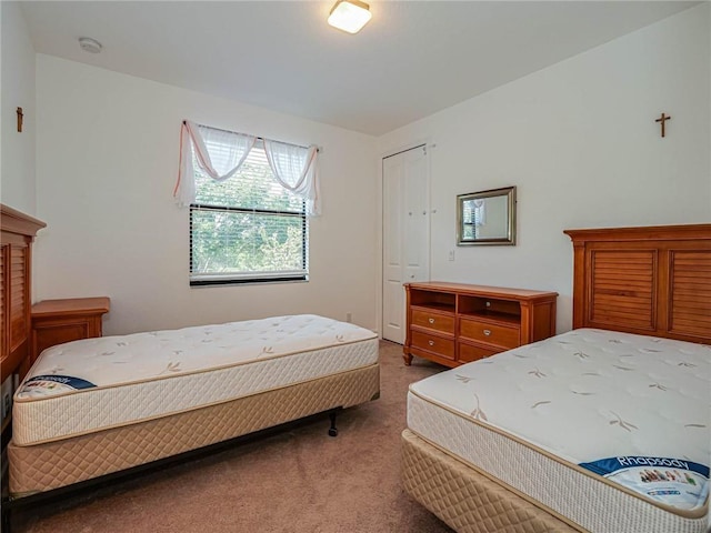 carpeted bedroom with a closet