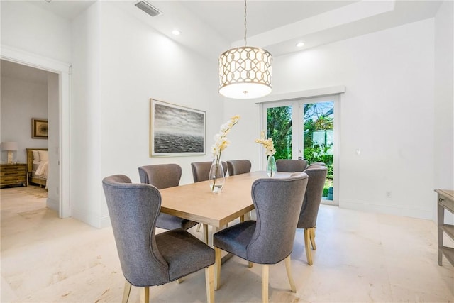 30 Strand Dr, Vero Beach, FL 32963 - dining area with recessed lighting and a high ceiling