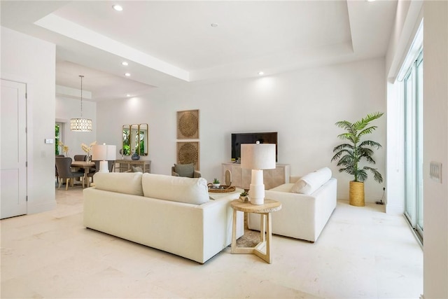 30 Strand Dr, Vero Beach, FL 32963 - living area featuring a raised ceiling and recessed lighting