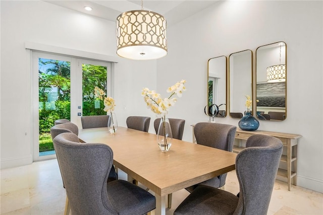 30 Strand Dr, Vero Beach, FL 32963 - dining area with healthy amount of natural light, a high ceiling, and recessed lighting