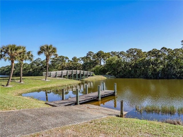 view of dock featuring a water view