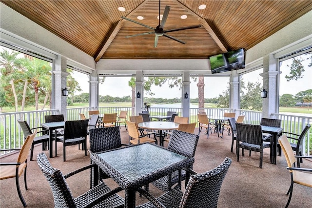 view of patio with ceiling fan