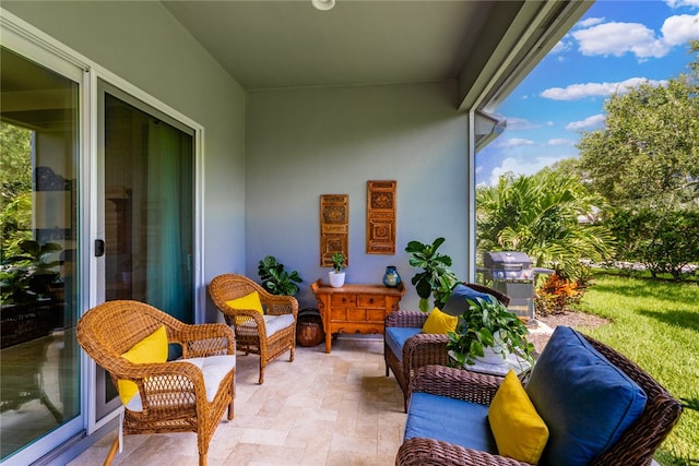 view of patio / terrace featuring a grill