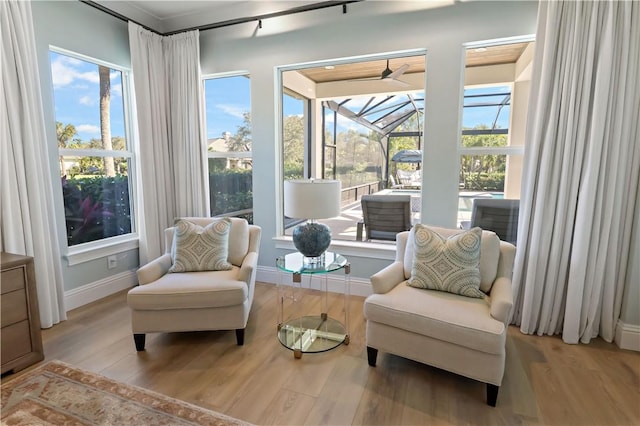 living area featuring light hardwood / wood-style flooring