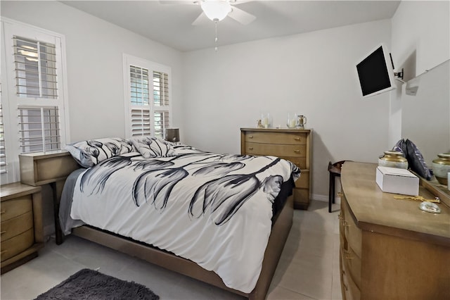 bedroom featuring ceiling fan