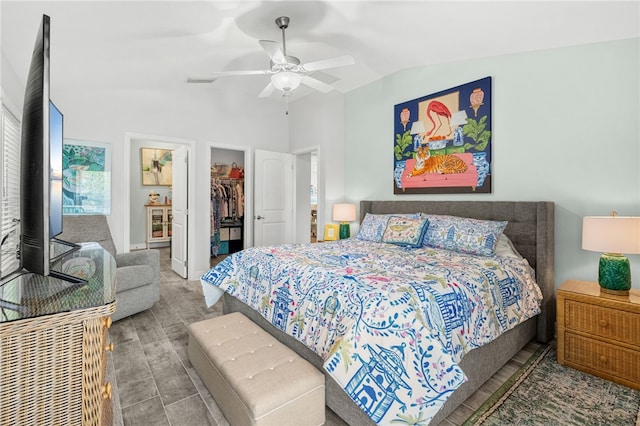 439 Briarcliff Cir, Sebastian, FL 32958 - bedroom featuring lofted ceiling, a walk in closet, a closet, and ceiling fan