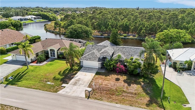 view from above of property featuring a nearby body of water