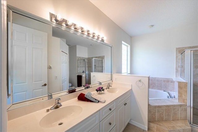 413 W Tangerine Sq SW, Vero Beach, FL 32968 - bathroom featuring a bath, a stall shower, and tile patterned floors