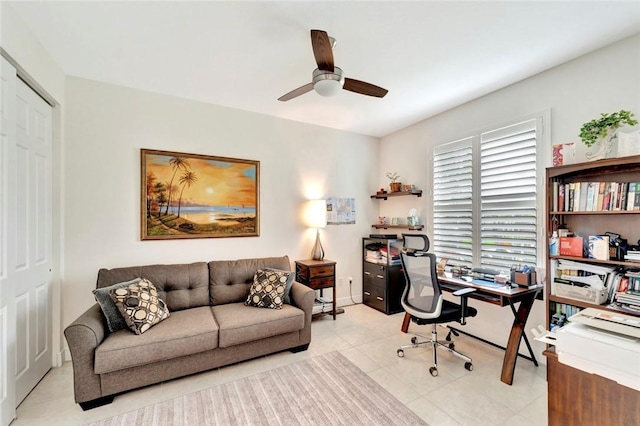 5950 Bella Rosa Ln, Vero Beach, FL 32966 - tiled office space with ceiling fan