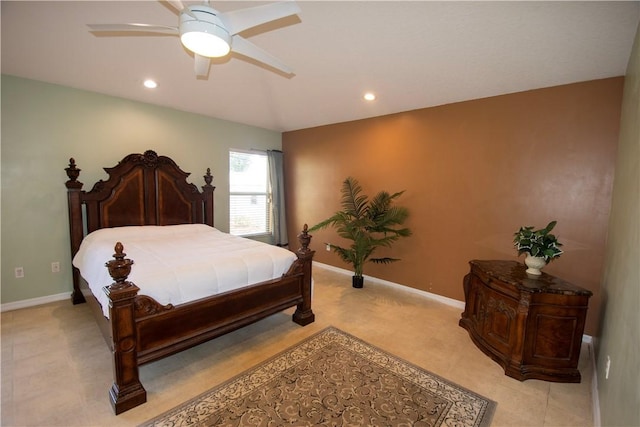 1018 Persian Ln, Sebastian, FL 32958 - bedroom featuring a ceiling fan, light colored carpet, and recessed lighting