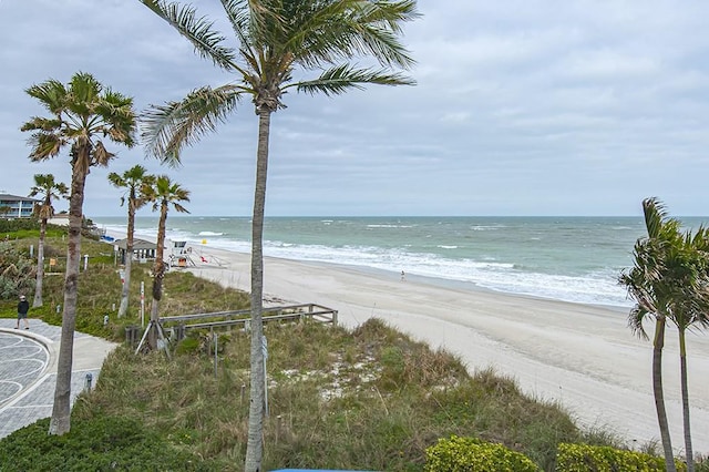 view of water feature featuring a beach view