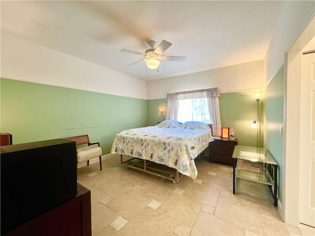 bedroom featuring ceiling fan