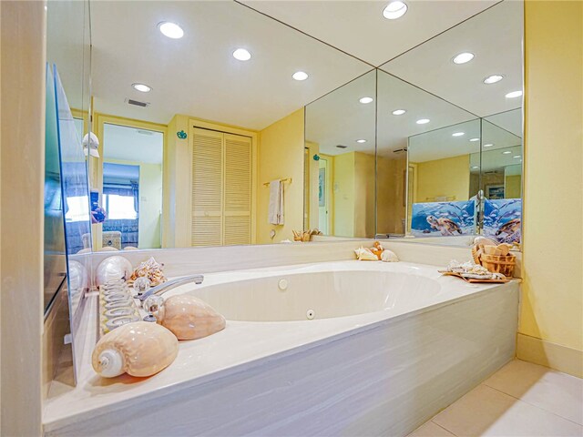 bathroom with tile patterned floors