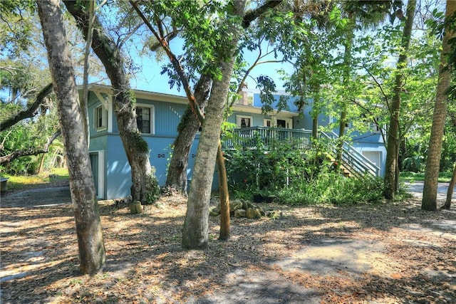 view of yard featuring stairway