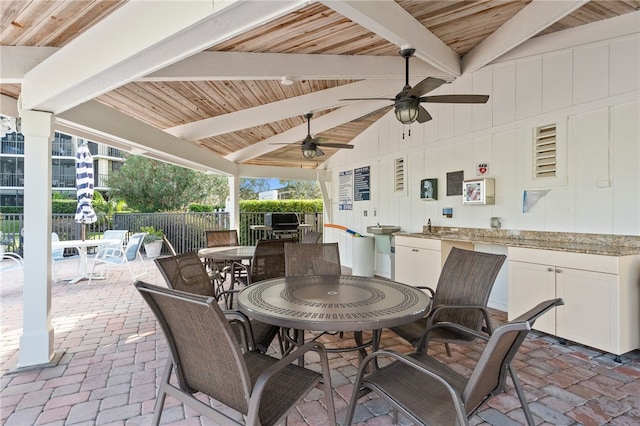 view of patio / terrace with ceiling fan