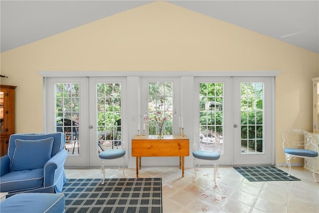 1541 Sabal Ct, Vero Beach, FL 32963 - entryway featuring french doors and high vaulted ceiling