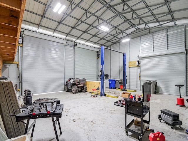 garage featuring metal wall