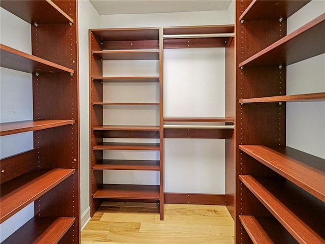 walk in closet featuring wood finished floors