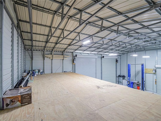 garage featuring metal wall