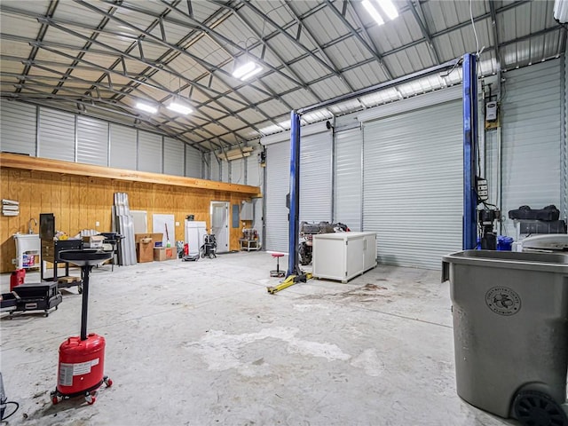 garage featuring metal wall