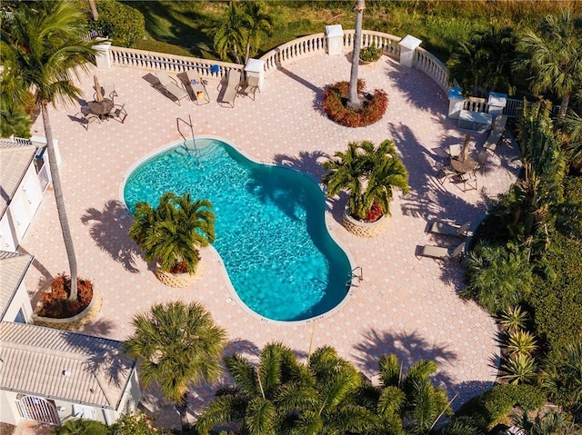 view of swimming pool with a patio