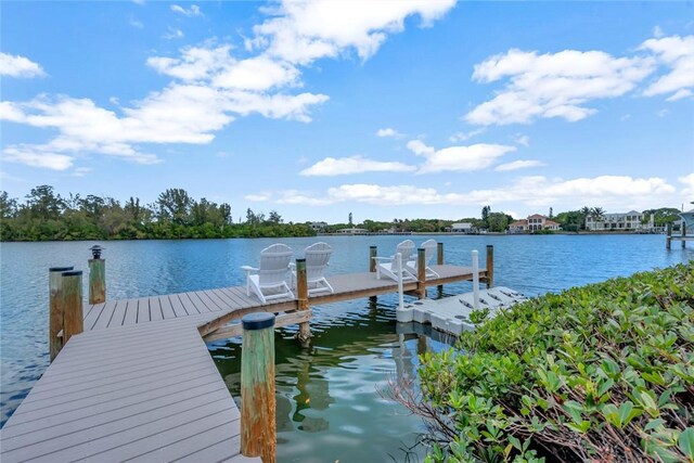 view of dock featuring a water view