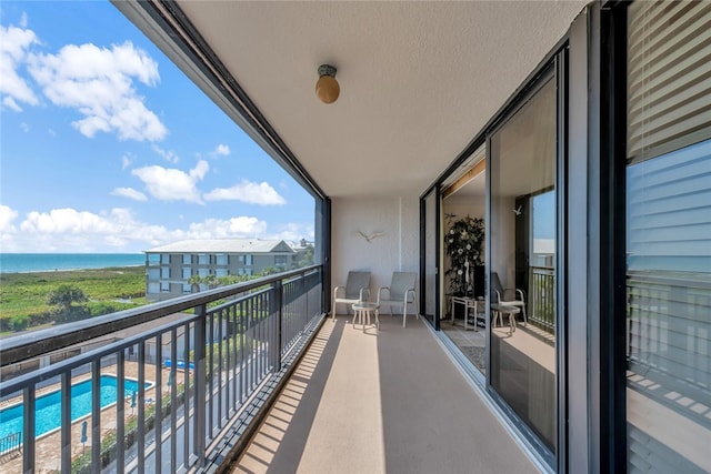 balcony with a water view