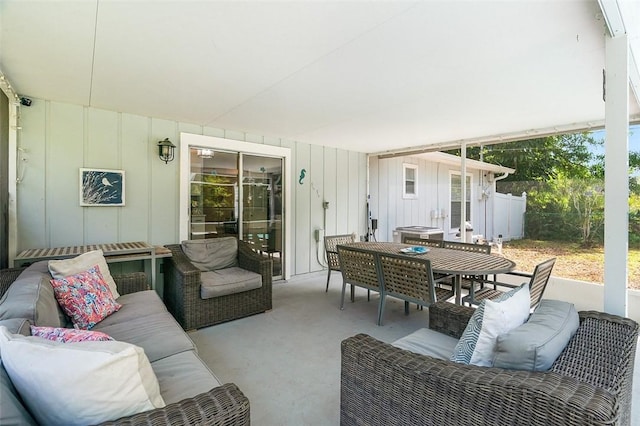 view of patio featuring outdoor dining space and an outdoor hangout area