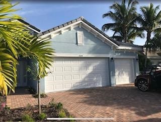 exterior space with a garage