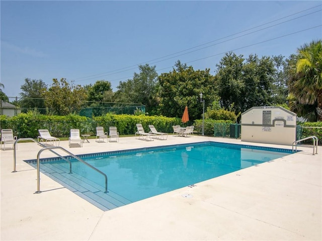 view of pool featuring a patio