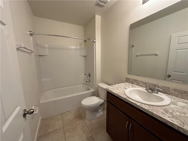 3315 Rockport St SW, Vero Beach, FL 32968 - full bath featuring vanity, bathing tub / shower combination, tile patterned floors, and a textured ceiling