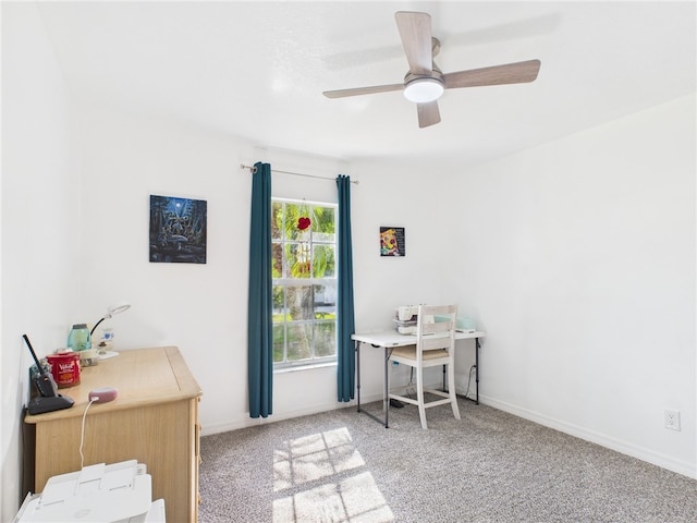 7965 105th Ave, Vero Beach, FL 32967 - carpeted home office with baseboards and ceiling fan