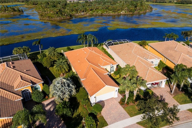 bird's eye view featuring a water view